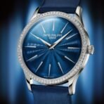 Patek Philippe Calatrava 35mm 18ct White Gold Blue Dial Diamond Set Bezel Ladies Watch - Image 4