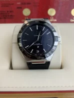 OMEGA Constellation series automatic mechanical movement Master Chronometer Men's watch 41mm black dial stainless steel case leather strap - Image 2