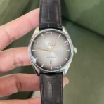 OMEGA SPECIALITIES series automatic mechanical movement limited edition 60m waterproof men's watch Swiss watch 39.5mm gray dial stainless steel case leather strap - Image 2