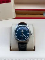 Omega Constellation Globemaster Automatic Mechanical Movement 100m Waterproof Men's Watch Swiss 39mm Blue Dial Leather Strap - Image 2