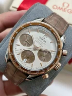 Omega Speedmaster 38mm Automatic Mechanical Movement Women's Watch Swiss Watch 38mm Brown Dial Alligator Leather Strap - Image 2