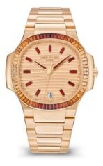 Patek Philippe Nautilus Automatic Rose Gold Baguette Cognac Bezel 71181300R 001