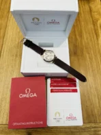 Omega SPECIALITIES manual mechanical movement 30 meters waterproof unisex Swiss watch 39mm white dial cowhide strap - Image 5