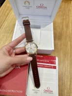 Omega SPECIALITIES manual mechanical movement 30 meters waterproof unisex Swiss watch 39mm white dial cowhide strap - Image 2