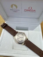 Omega SPECIALITIES manual mechanical movement 30 meters waterproof unisex Swiss watch 39mm white dial cowhide strap - Image 3
