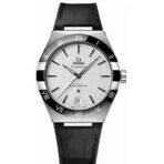 OMEGA Constellation Automatic Mechanical Movement 41mm Grey Dial Stainless Steel Case Alligator Leather Rubber Strap