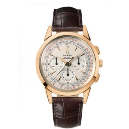 OMEGA SPECIALITIES series manual mechanical movement 30 meters waterproof men's watch Swiss watch 39mm beige dial red gold case crocodile leather strap