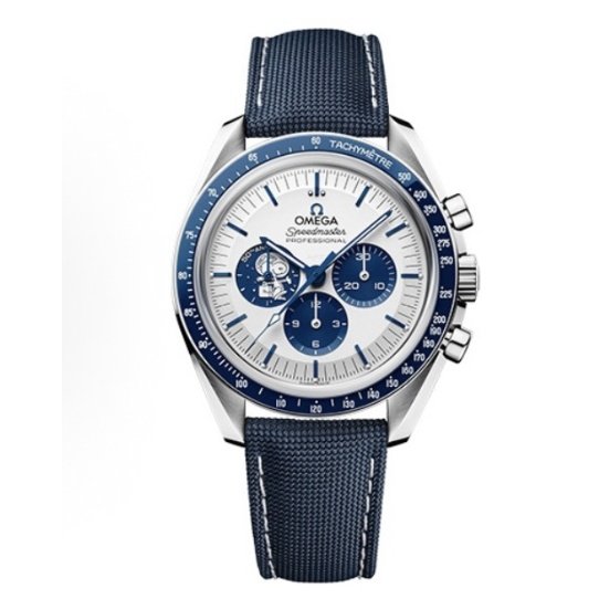 Omega Speedmaster Snoopy Award Manual Mechanical Movement 50m Waterproof Men's Watch Swiss Watch 42mm Blue Dial Stainless Steel Case Nylon Strap