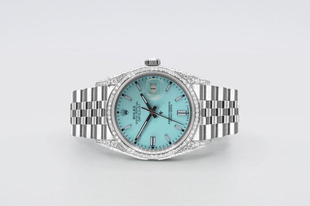 2025 Smartwatch Datejust Stainless Steel Watch Blue Dial Diamond Bezel 36mm 16014 - Image 5