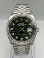 2025 Watch Datejust 126234 White Gold Stainless Steel Palm Motif Diamond Dial Jubilee (2023) - Image 4