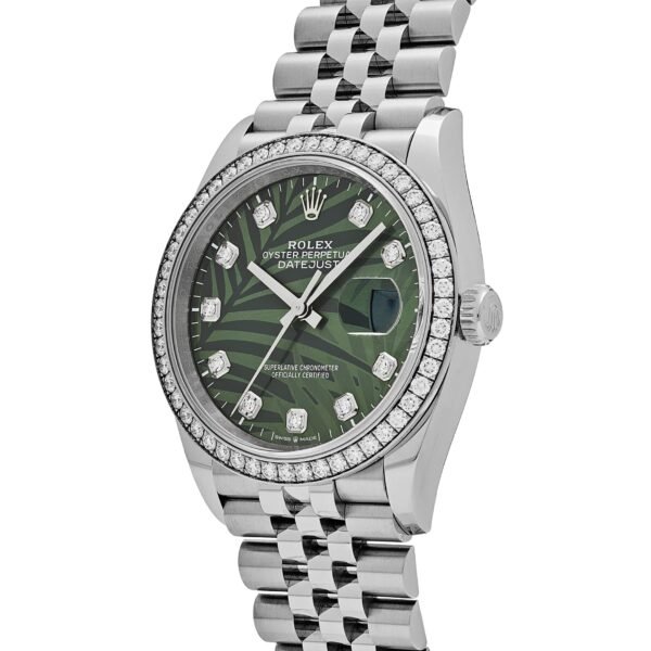 2025 Watch Datejust 126284RBR Stainless Steel Green Palm Frond Diamond Dial Diamond Bezel