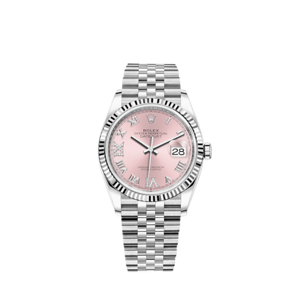 2025 Watch Datejust 126234 White Gold Stainless Steel Pink Dial Jubilee