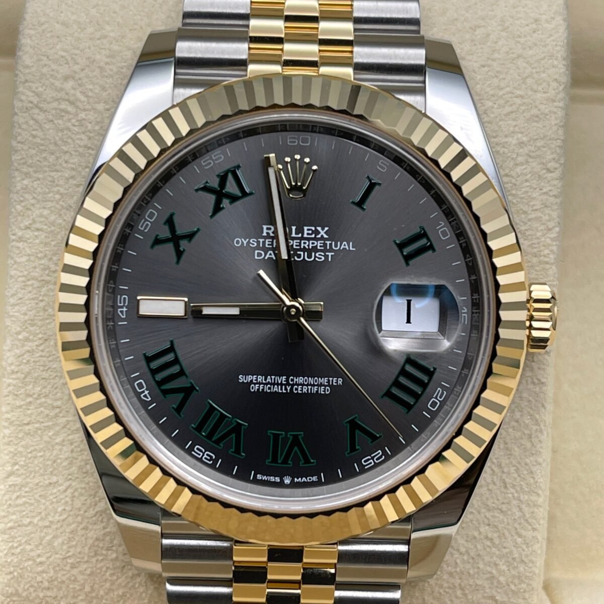 2025 Watch Datejust 126333 'Wimbledon' Yellow Gold Stainless Steel Slate Jubilee - Image 5
