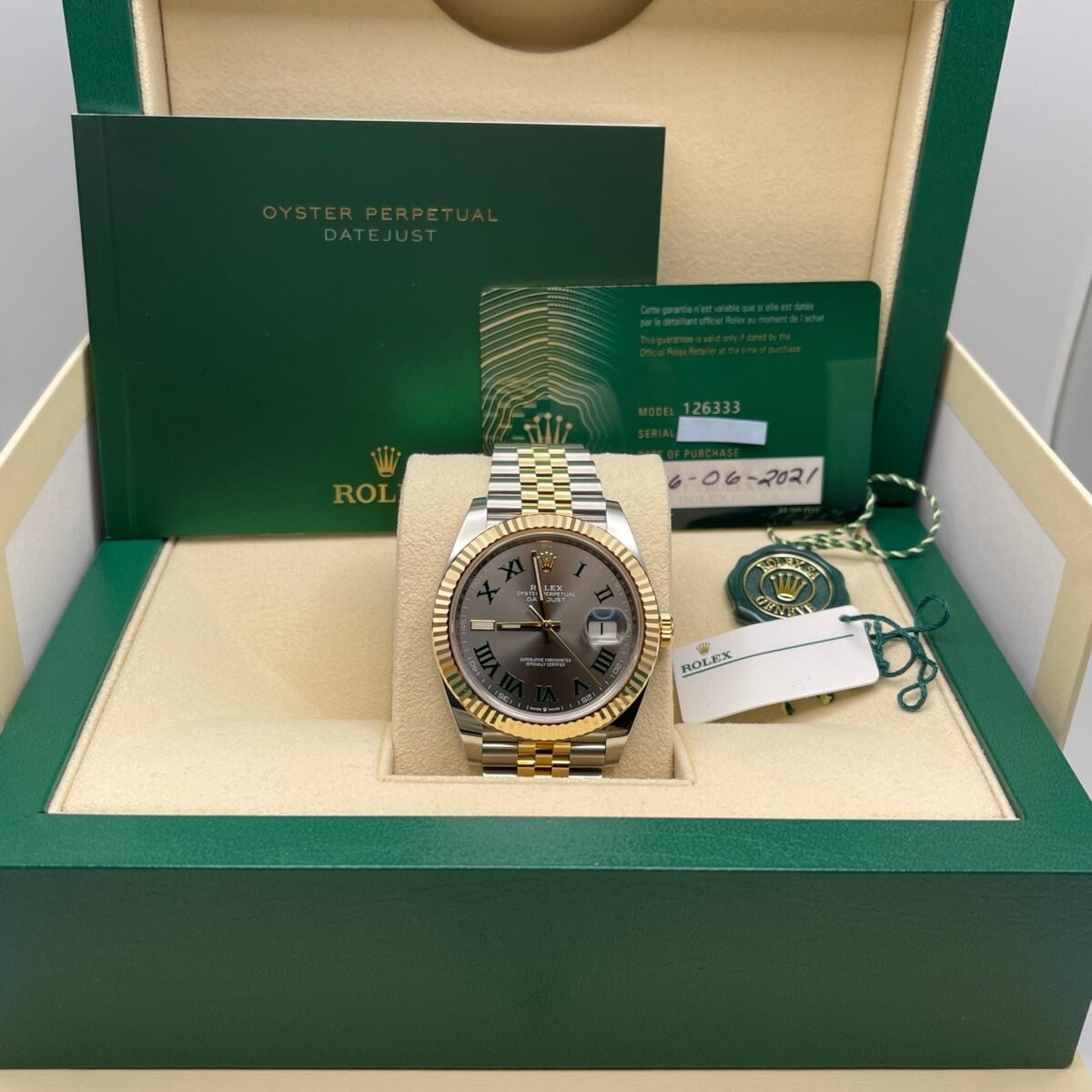 2025 Watch Datejust 126333 'Wimbledon' Yellow Gold Stainless Steel Slate Jubilee - Image 6