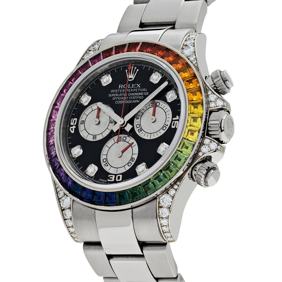 2025 Watch Daytona 116599RBOW 'Rainbow' White Gold Black Diamond Dial Sapphire Bezel - Image 4