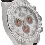 2025 Watch Daytona Cosmograph 126589RBR White Gold Diamond Mother of Pearl Dial Diamond Bezel - Image 5