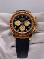 2025 Watch Daytona 116588SACO Yellow Gold Orange Sapphire Bezel Black Diamond Dial - Image 7