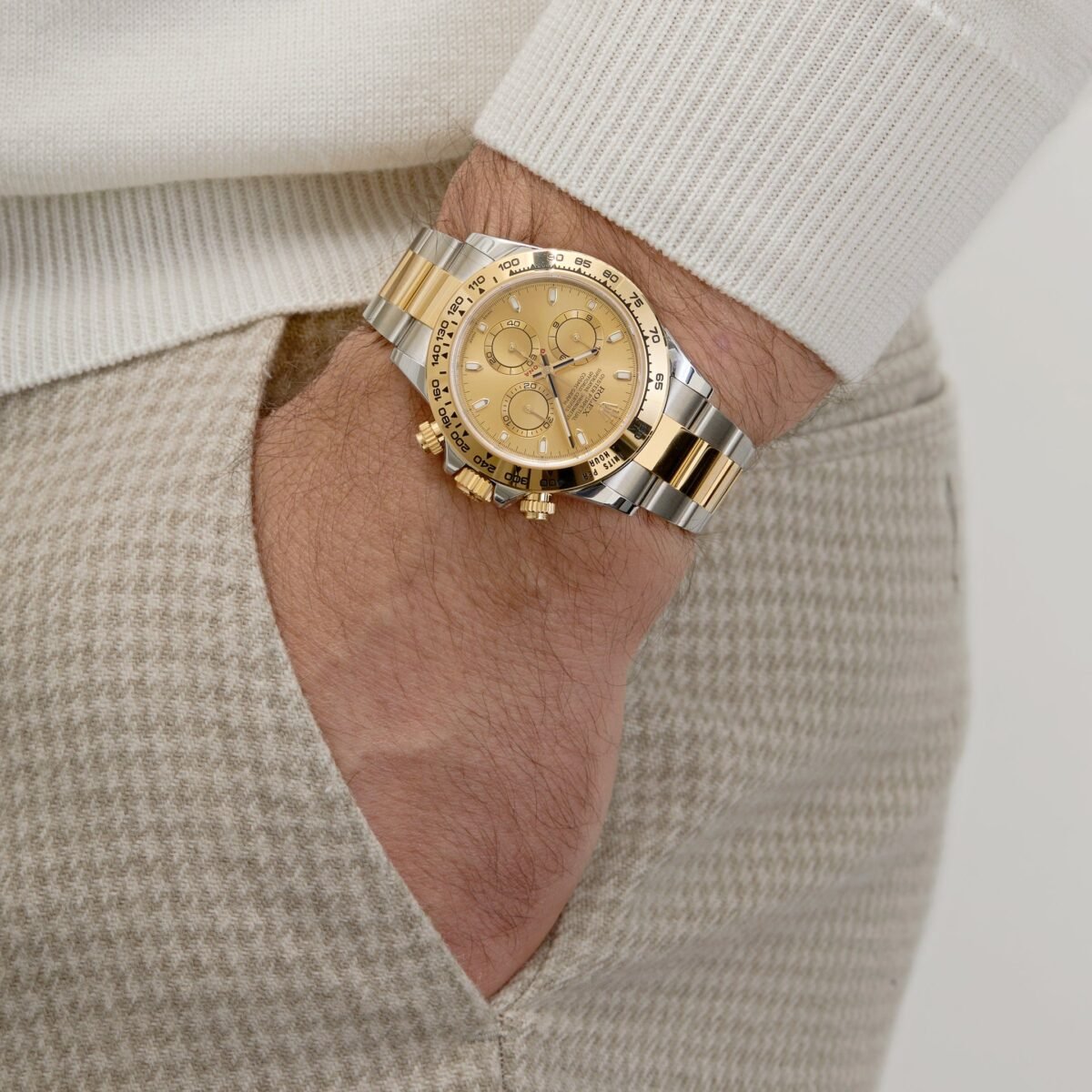 2025 Watch Daytona 116503 Two-Tone Yellow Gold Stainless Steel Champagne Dial - Image 6