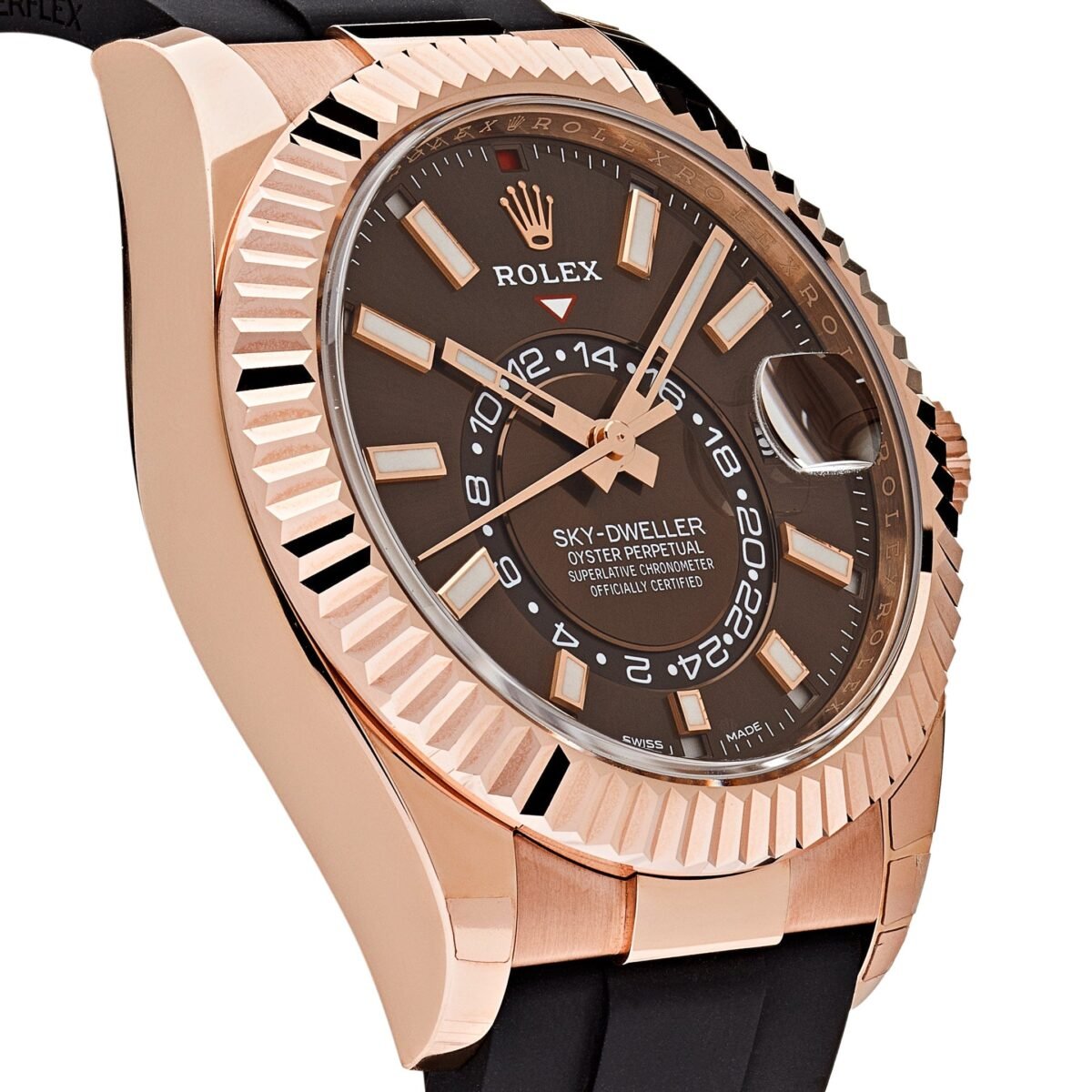 2025 Watch Sky-Dweller 326235 Rose Gold Brown Chocolate Dial Oysterflex - Image 4