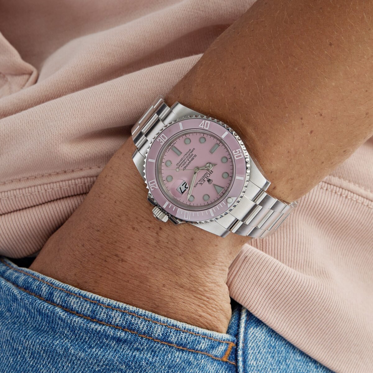 2025 Watch Submariner Date 116610LN Stainless Steel With Aftermarket Custom Made Pink Dial (2016) - Image 1