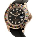 2025 Watch Yacht-Master 116695SATS Rose Gold Black Dial Rainbow Bezel - Image 2