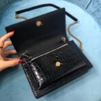 SUNSET CHAIN WALLET IN CROCODILE-EMBOSSED SHINY LEATHER - Image 3