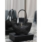 PANIER SMALL IN RAFFIA AND VEGETABLE-TANNED LEATHER - Image 10