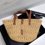 PANIER SMALL IN RAFFIA AND VEGETABLE-TANNED LEATHER - Image 3