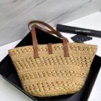 PANIER SMALL IN RAFFIA AND VEGETABLE-TANNED LEATHER - Image 4