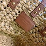 PANIER SMALL IN RAFFIA AND VEGETABLE-TANNED LEATHER - Image 7