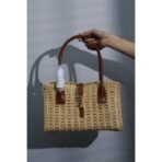 PANIER RECTANGLE IN RAFFIA AND LEATHER - Image 9