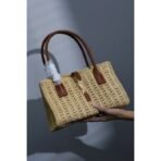 PANIER RECTANGLE IN RAFFIA AND LEATHER - Image 7