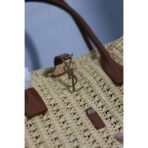 PANIER RECTANGLE IN RAFFIA AND LEATHER - Image 4