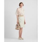 Linen blend and leather mini-buckle bag - Image 11