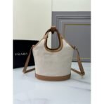 Linen blend and leather mini-buckle bag - Image 8