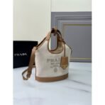 Linen blend and leather mini-buckle bag - Image 7