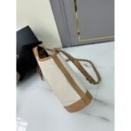 Linen blend and leather mini-buckle bag - Image 6