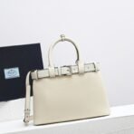 Prada Buckle medium leather handbag with belt - Image 9