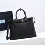Prada Buckle large leather handbag with belt - Image 9