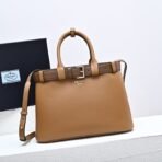 Prada Buckle large leather handbag with belt - Image 3