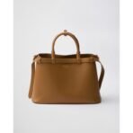 Prada Buckle medium leather handbag with double belt