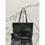 Large perforated leather tote bag - Image 9