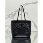 Large perforated leather tote bag - Image 8