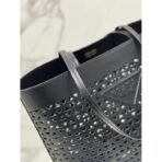 Large perforated leather tote bag - Image 4
