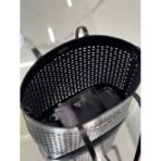 Large perforated leather tote bag - Image 11