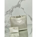 Large perforated leather tote bag - Image 7