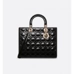 Large Lady Dior bag Lacquer leather