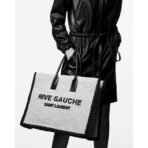 RIVE GAUCHE TOTE BAG IN RAFFIA AND LEATHER - Image 11