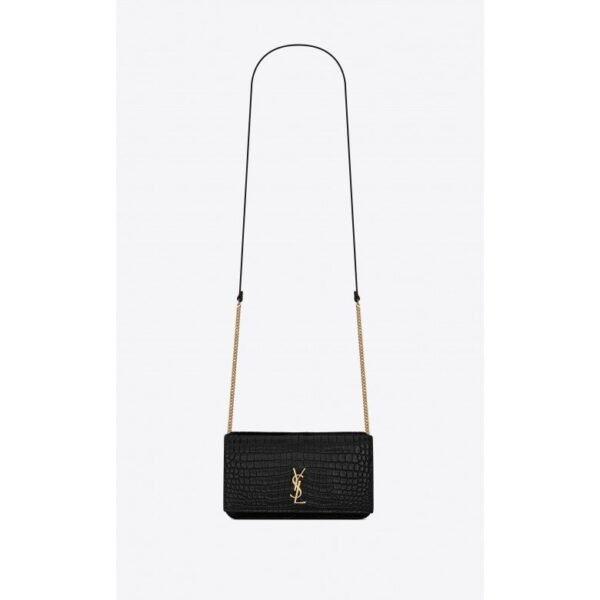 CASSANDRE PHONE HOLDER IN SHINY CROCODILE-EMBOSSED LEATHER